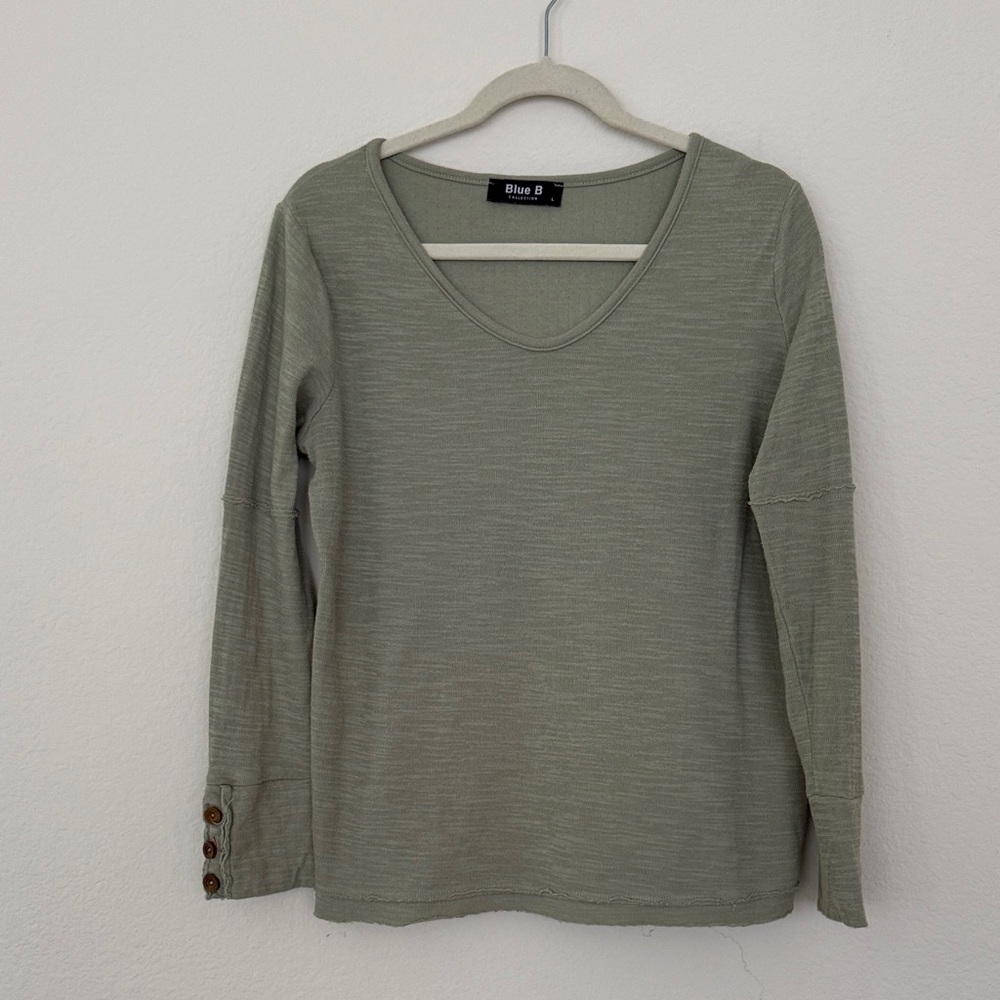 Women's Long Sleeve Top with Button Detail at the Cuffs